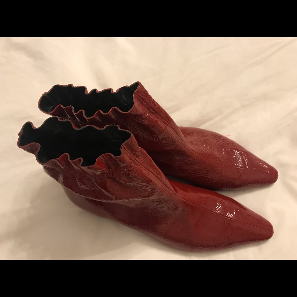 Zara red patent leather booties
